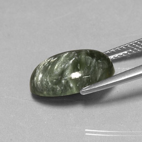 4.87캐럿 천연 그린 세라피나이트, 타원형 컷, 14×10 mm, 불투명체