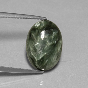 4.01캐럿 천연 그린 세라피나이트, 타원형 컷, 14×10 mm, 불투명체