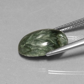 4.01캐럿 천연 그린 세라피나이트, 타원형 컷, 14×10 mm, 불투명체