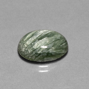 4.69캐럿 천연 그린 세라피나이트, 타원형 컷, 14×10.1 mm, 불투명체