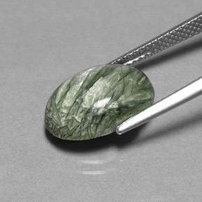 4.69캐럿 천연 그린 세라피나이트, 타원형 컷, 14×10.1 mm, 불투명체