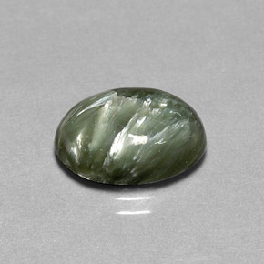 4.86캐럿 천연 그린 세라피나이트, 타원형 컷, 14.1×10 mm, 불투명체
