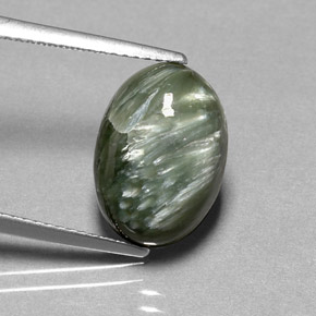 4.86캐럿 천연 그린 세라피나이트, 타원형 컷, 14.1×10 mm, 불투명체