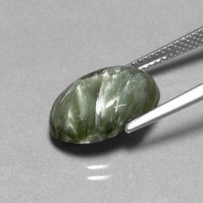 4.86캐럿 천연 그린 세라피나이트, 타원형 컷, 14.1×10 mm, 불투명체