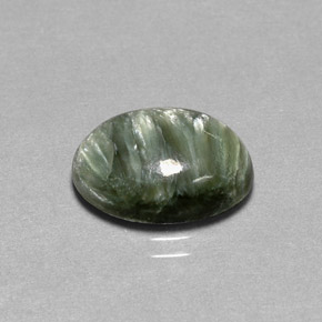 4.60캐럿 천연 그린 세라피나이트, 타원형 컷, 13.9×9.9 mm, 불투명체