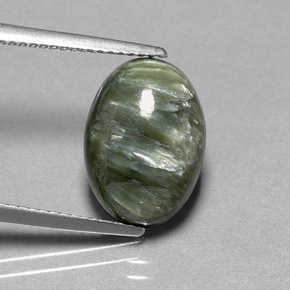 4.60캐럿 천연 그린 세라피나이트, 타원형 컷, 13.9×9.9 mm, 불투명체