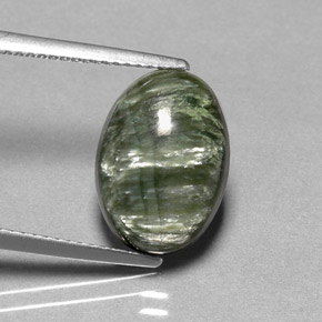 4.23캐럿 천연 그린 세라피나이트, 타원형 컷, 14×10 mm, 불투명체