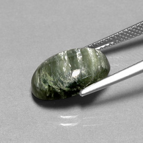 4.23캐럿 천연 그린 세라피나이트, 타원형 컷, 14×10 mm, 불투명체