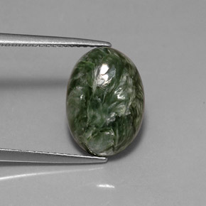 4.80캐럿 천연 그린 세라피나이트, 타원형 컷, 13.8×10 mm, 불투명체