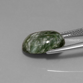 4.80캐럿 천연 그린 세라피나이트, 타원형 컷, 13.8×10 mm, 불투명체