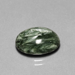 5.05캐럿 천연 그린 세라피나이트, 타원형 컷, 13.7×9.8 mm, 불투명체