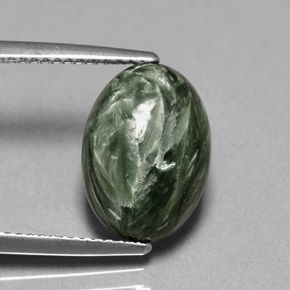 5.05캐럿 천연 그린 세라피나이트, 타원형 컷, 13.7×9.8 mm, 불투명체