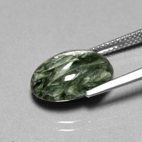 5.05캐럿 천연 그린 세라피나이트, 타원형 컷, 13.7×9.8 mm, 불투명체