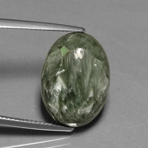 10.69캐럿 천연 그린 세라피나이트, 타원형 컷, 18.2×13.2 mm, 불투명체