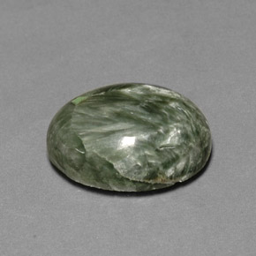 10.69캐럿 천연 그린 세라피나이트, 타원형 컷, 18.2×13.2 mm, 불투명체