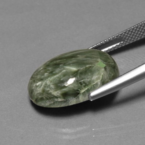 10.69캐럿 천연 그린 세라피나이트, 타원형 컷, 18.2×13.2 mm, 불투명체