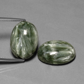 캐럿 천연 그린 세라피나이트 보석, 타원형 컷, 18×13 mm, 불투명체