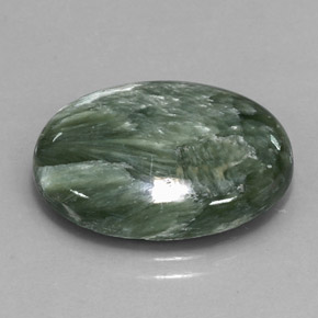 11.47캐럿 천연 그린 세라피나이트, 타원형 컷, 20.1×15.1 mm, 불투명체
