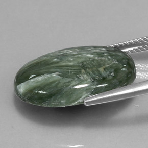 11.47캐럿 천연 그린 세라피나이트, 타원형 컷, 20.1×15.1 mm, 불투명체