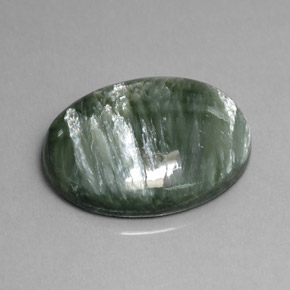 11.82캐럿 천연 그린 세라피나이트, 타원형 컷, 20.1×15.1 mm, 불투명체