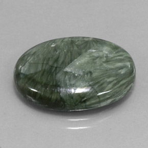10.47캐럿 천연 그린 세라피나이트, 타원형 컷, 20.1×15.1 mm, 불투명체