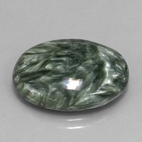 11.98캐럿 천연 그린 세라피나이트, 타원형 컷, 20.1×15.2 mm, 불투명체