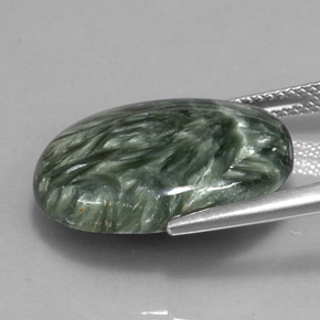 11.98캐럿 천연 그린 세라피나이트, 타원형 컷, 20.1×15.2 mm, 불투명체