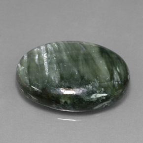 11.23캐럿 천연 그린 세라피나이트, 타원형 컷, 20×15.1 mm, 불투명체