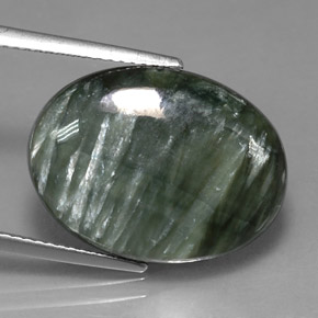 11.23캐럿 천연 그린 세라피나이트, 타원형 컷, 20×15.1 mm, 불투명체