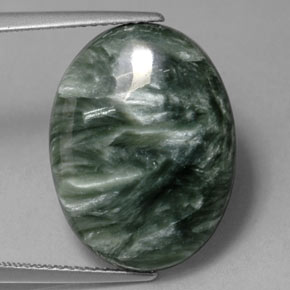 11.32캐럿 천연 그린 세라피나이트, 타원형 컷, 20.1×15.2 mm, 불투명체