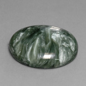 11.32캐럿 천연 그린 세라피나이트, 타원형 컷, 20.1×15.2 mm, 불투명체