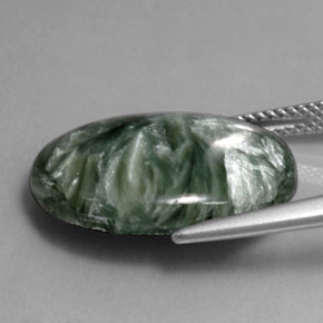 11.32캐럿 천연 그린 세라피나이트, 타원형 컷, 20.1×15.2 mm, 불투명체
