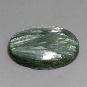 11.40캐럿 천연 그린 세라피나이트, 타원형 컷, 20.1×15.2 mm, 불투명체