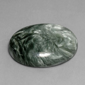 10.79캐럿 천연 그린 세라피나이트, 타원형 컷, 20.1×15.1 mm, 불투명체