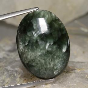 11.78캐럿 천연 그린 세라피나이트, 타원형 컷, 20.2×15.1 mm, 불투명체