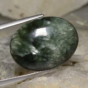 11.78캐럿 천연 그린 세라피나이트, 타원형 컷, 20.2×15.1 mm, 불투명체