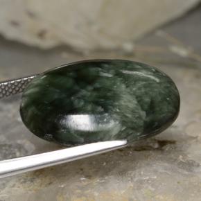 11.78캐럿 천연 그린 세라피나이트, 타원형 컷, 20.2×15.1 mm, 불투명체