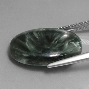 12.14캐럿 천연 녹색 세라피나이트, 타원형 컷, 불투명체