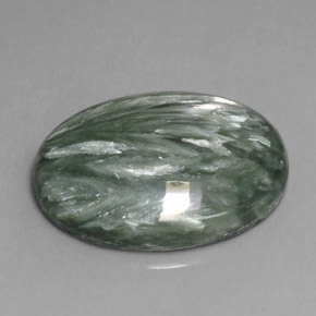 11.13캐럿 천연 그린 세라피나이트, 타원형 컷, 20.2×15.1 mm, 불투명체
