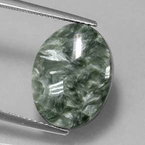 8.92캐럿 천연 그린 세라피나이트, 타원형 컷, 15.8×12 mm, 불투명체