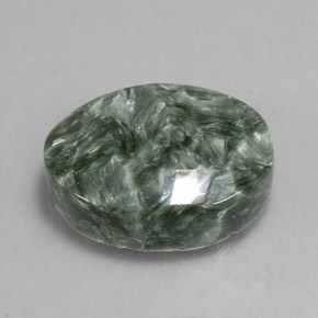 8.92캐럿 천연 그린 세라피나이트, 타원형 컷, 15.8×12 mm, 불투명체