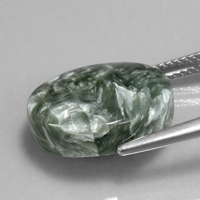 8.92캐럿 천연 그린 세라피나이트, 타원형 컷, 15.8×12 mm, 불투명체