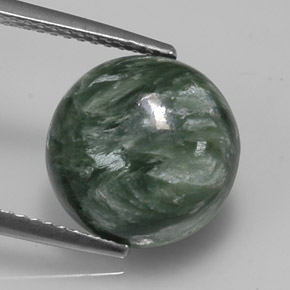 5.09캐럿 천연 그린 세라피나이트, 라운드 컷, 11.94 mm, 불투명체