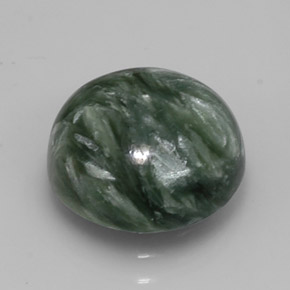 5.09캐럿 천연 그린 세라피나이트, 라운드 컷, 11.94 mm, 불투명체