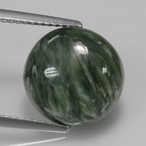 4.98캐럿 천연 그린 세라피나이트, 라운드 컷, 12.08 mm, 불투명체