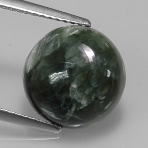 5.02캐럿 천연 그린 세라피나이트, 라운드 컷, 11.98 mm, 불투명체