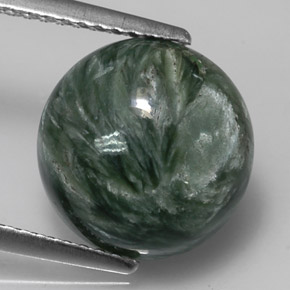 4.10캐럿 천연 그린 세라피나이트, 라운드 컷, 11.44 mm, 불투명체