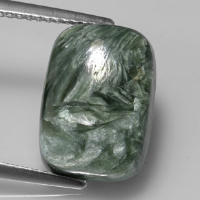 5.87캐럿 천연 그린 세라피나이트, 쿠션 컷, 13.9×10 mm, 불투명체