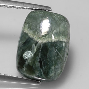 5.49캐럿 천연 그린 세라피나이트, 쿠션 컷, 14×10.2 mm, 불투명체