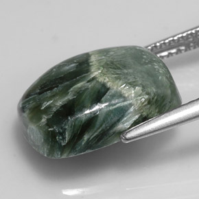 5.49캐럿 천연 그린 세라피나이트, 쿠션 컷, 14×10.2 mm, 불투명체